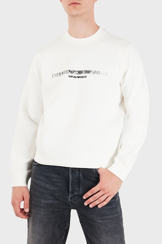 Emporio Armani Logolu Pamuklu Regular Fit Bisiklet Yaka Sweat Erkek Sweat Em007352 Af10013 M0497 Beyaz