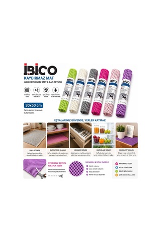 İbico İ21-009 Halı Kaydırmaz Mat Ve Raf Örtüsü 30x50cm Mix Renkli - 12'li Paket Diğer