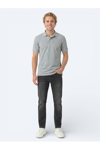 Kip Antrasit Düz Polo Yaka Pamuk Karışımlı T-shirt Antrasit