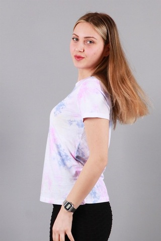 Kadın Bisiklet Yaka T-shirt Tşört Pembe