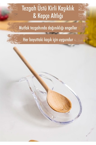 Akrilik Şeffaf Tezgah Üstü Kirli Kaşıklık - Kepçe Altlığı