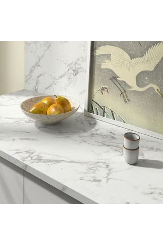 Ikea Lysekıl Çift Taraflı Duvar Paneli, Beyaz Canlı Mermer Görünümlü, 119,6x55 Cm