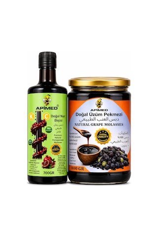 Doğal Nar Ekşisi 700gr Katkısız Doğal Nar Ekşisi Ve Üzüm Pekmezi 800gr Harika 2li Set
