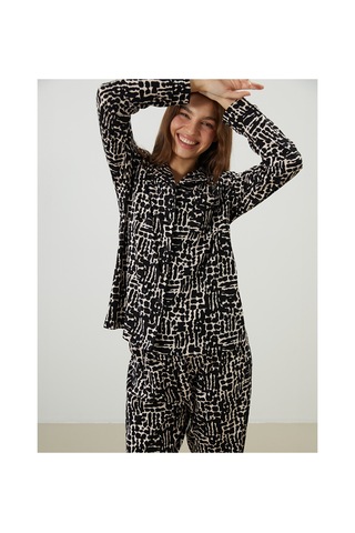 Lcw Dream Pembe Gömlek Yaka Leopar Desenli Kadın Pijama Takımı