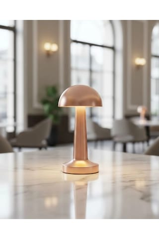 Şarjlı Led Masa Lambası 3 Kademe Dokunmatik Bronz Modern Tasarım Sarı