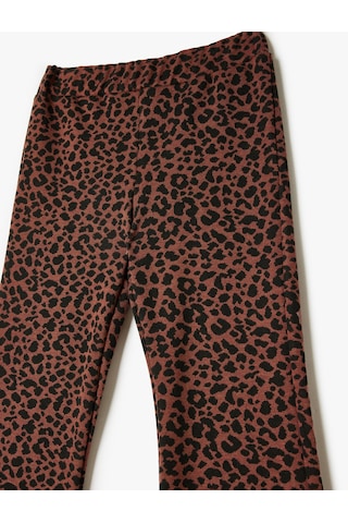 Koton İspanyol Paça Pantolon Leopar Desenli Beli Lastikli Kahverengi Desenli 5wkg40239ak Kahverengi Desenli