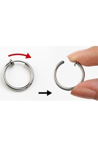 Gümüş Renk Sıkıştırmalı Deliksiz Piercing 1 Çift Fake Burun Dudak Kulak Küpe