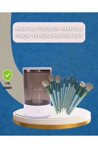 13 Parça Makyaj Fırça Seti + Otomatik Fırça Temizleyici 21181296