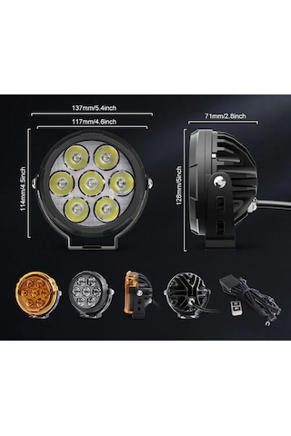 Beemax Hardcap 180 Watt Profesyonel Motosiklet Led Sis Far Takım