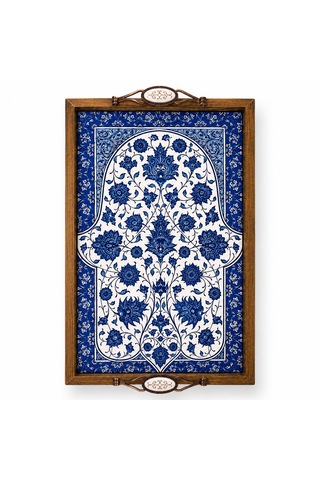 Foundex Çinili Tepsi 45x27 El Yapımı Tepsi Büyük Boy 1