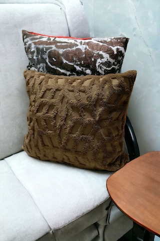 Bohem 4'lü Dekoratif Yastık Kılıfı Kırlent Kılıfı 43x43 Cm Kahverengi Etnik Dsn Kahverengi