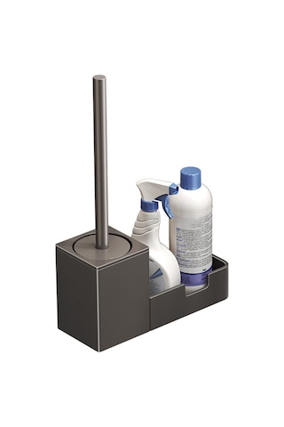 Delinmeyen Tuvalet Fırçası Tutucu, Raflı, Ev Tipi Tuvalet Fırçası Siyah