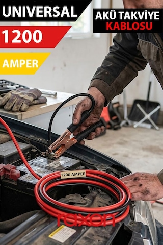 Profesyonel Akü Takviye Kablosu 1200 Amp 2,3 Mt. Tüm Araçlara Uyumlu