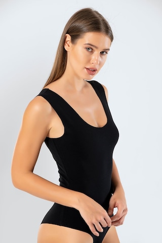 Türen 905 Kadın Lazer Kesim Pamuklu Çıtçıtlı Body-siyah Siyah