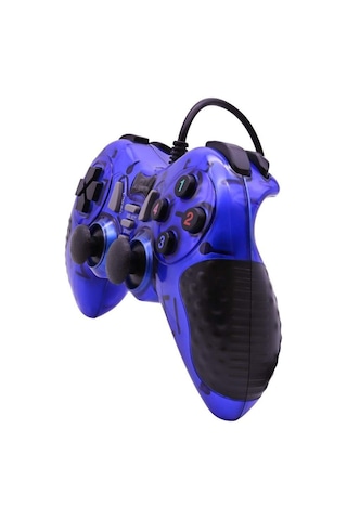 Pc Uyumlu Usb Dual Shock Titreşimli Joystick Oyun Kolu-cfl-2586 Mavi