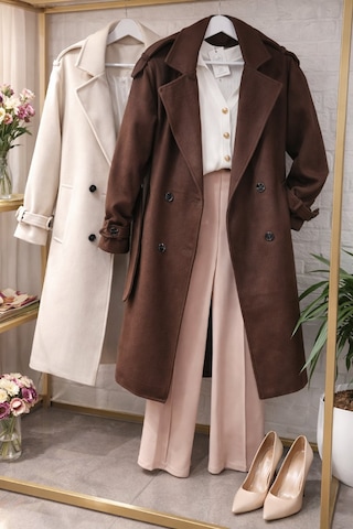 Mylook Modern Premium Kaşe Kaban Acı Kahverengi