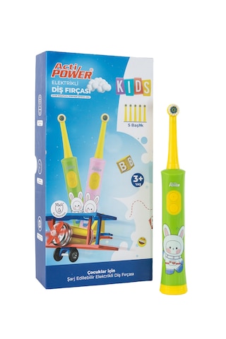 Acti Power Kids Elektrikli Şarjlı Sonic Çocuk Diş Fırçası + 5 Yedek Başlık