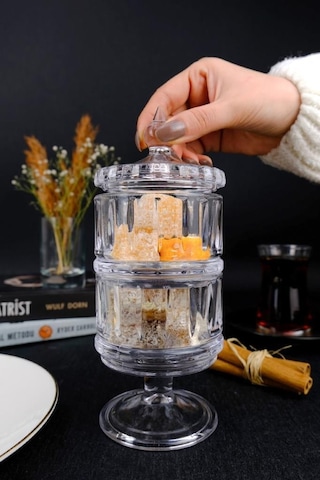 Digithome Ayaklı 2 Katlı Cam Sunumluk Kurabiyelik Ve Şekerlik Ku.mpp.002 C1-1-288