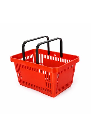 10 Adet / 22 Litre Plastik Market Alışveriş Sepeti Profesyonel Market Mağaza El Sepeti Kırmızı