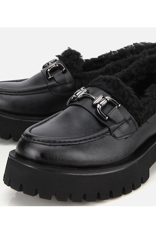 Hotiç Kadın Siyah Kürklü Tokalı Kalın Tabanlı Günlük Loafer 01ayh314730a100 01ayh314730a100 Siyah