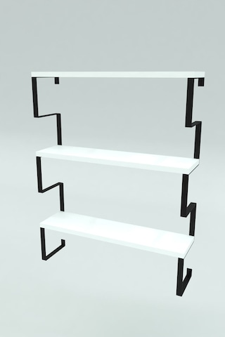 Metal Ayaklı Duvar Rafı, 3 Katlı Duvar Rafı, Kitaplık, Saksılık, Banyo, Mutfak, Salon, 60 70 15 Cm Beyaz