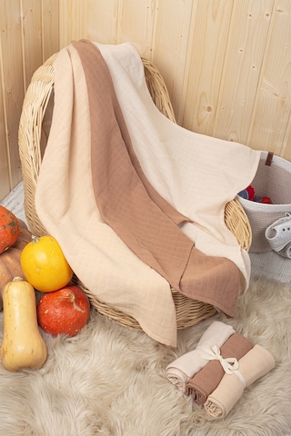 Kahverengi Ekru Bej Renkli Pamuk 3lü Çok Amaçlı Çok Renkli