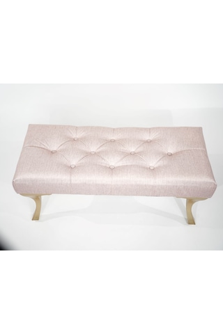Pembe Puf Bench Gold Lükens Ayaklı Mutfak Balkon Puf