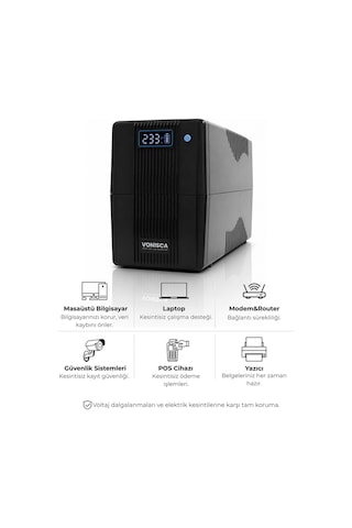 D-850 850va Lcdkesintisiz Güç Kaynağı Line Interactive 1x12v 7,5ah Ups Bilgisayar Modem Kamera