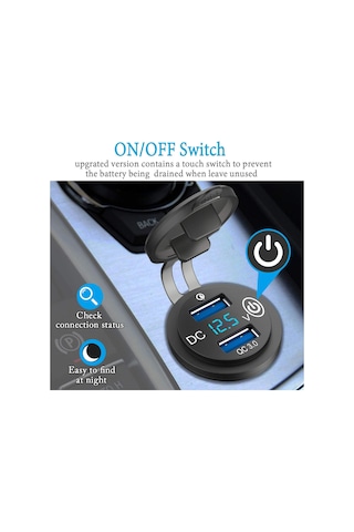 Çift Usb Şarj Cihazı Qc3.0 Modifiye Motosiklet Rv Araba Adaptörü Hızlı C Kırmızı Işık