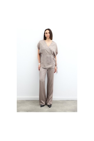 Sateen Cepli Bol Pantolon - Vizon-136043 Vizon