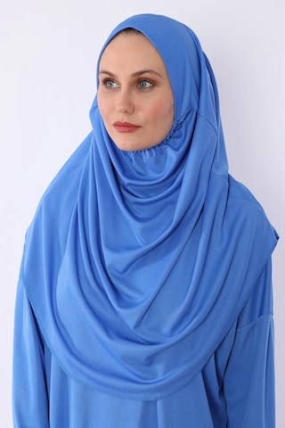 Pratik Başörtülü Tek Parça Namaz Elbisesi Mavi-21014 Gül Kurusu