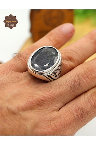 Lapis Lazuli Taşlı Motifli 925 Ayar Gümüş Erkek Yüzük 201024918 Gümüş