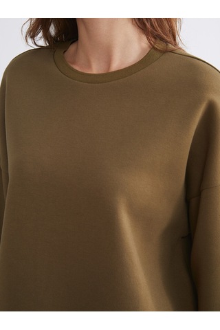 Lcw Vision Haki Bisiklet Yaka Oversize Kadın Sweatshirt