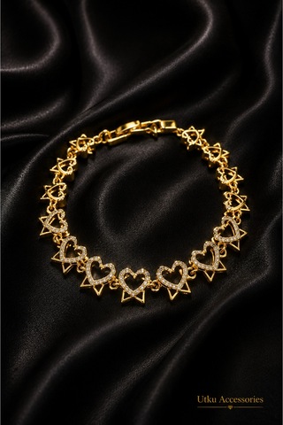 Cm Jewelry Taşlı Gold Ayarlanabilir Çelik Bileklik Altın 08527192