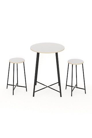Oval 2 Kişilik Yemek Masası Bar Masası Mutfak Beyaz 1527