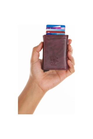 Tuldar Erkek Rfıd Otomatik Çekim Koruyucu Mekanizmalı Kağıt Para Bölmeli Hediyelik Kartlık Cüzdan Tul601 - Mor