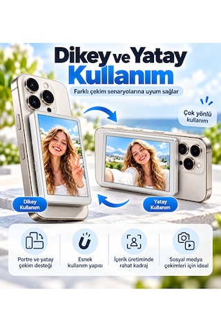 4.02 İnç Manyetik Selfie Ekranı Vlog Monitörü, Kablosuz Görüntü Aktarımı Ve Bluetooth Uzaktan Kumanda