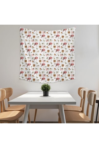 59x59 İnç Noel Temalı Kare Duvar Halısı, Oturma Odası, Yatak Odası Ve Genç Odası Dekoru İçin