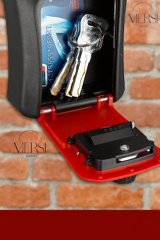 Kırmızı Şifreli Güvenlik Kasası Anahtar Eşya Saklama Kutusu Çelik Dayanıklı Saklama Kasası Koyu Kırmızı