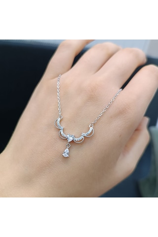 925 Ayar Gümüş Kanatlı Damla Model Tasarımlı Kolye Gümüş