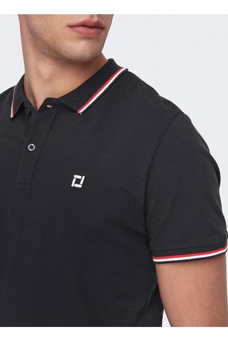 Only & Sons Düz Siyah Erkek Polo T-shirt - 22024827