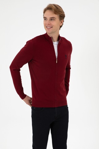 U.S. Polo Assn. Erkek Slim Fit Bordo Triko Hırka 50313684-VR014