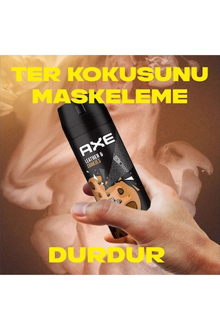 3 Adet Axe Erkek Sprey Deodorant Leather & Cookies 48 Saat Etkileyeci Koku 150 Ml