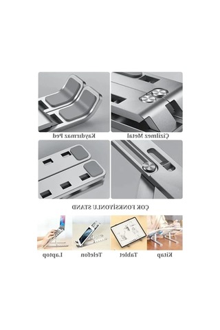 Ayarlanabilir Laptop Yükseltici Stand, Metal Tasarım, Tüm Modellerle Uyumlu