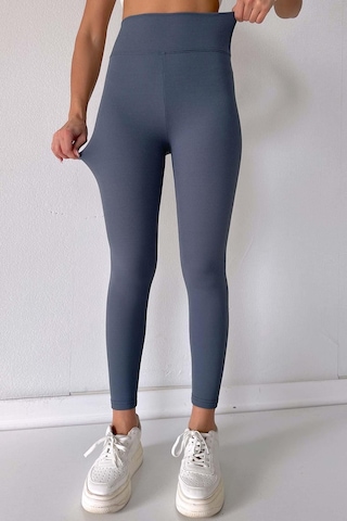 Mine Tan Butik Fitilli İçi Şardonlu Toparlayıcı Kadın Tayt - Antrasit Beyaz