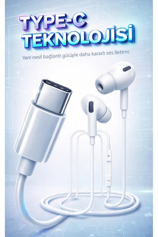 Type-c Kablolu Kulaklık Apple Uyumlu iPhone 15 16 Serisi Ve Android Type-c Telefonlarla  Mikrofonlu Diğer