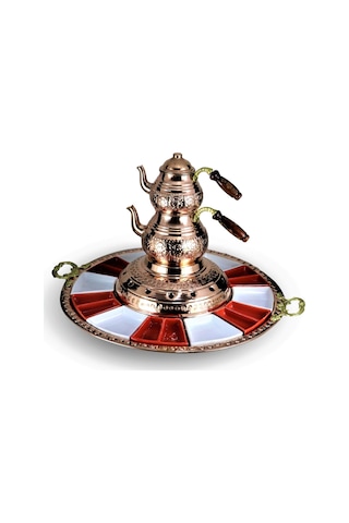 Sultan Isıtıcılı Bakır Çaydanlık ve Kahvatı Seti