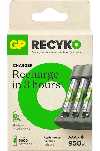 Gp B441 Usb Pil Şarj Cihazı 4 Adet 950 Aaa İnce Pilli Set