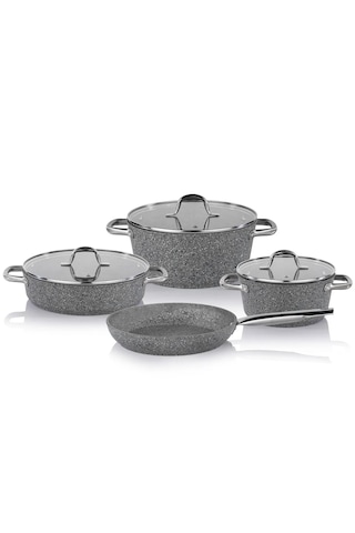 Schafer Millard Yanmaz Yapışmaz Tencere Seti 7 Parça-gri