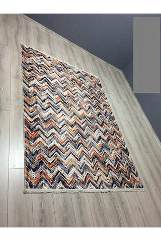 Retro Desenli Alt Kısmı Dokuma Kilim 200x290 Ebatlı+saçaklı